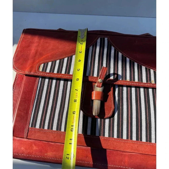 Leather Professional Mens Briefcase Case Document Bag Handbag Brown 16x12 - Picture 4 of 14